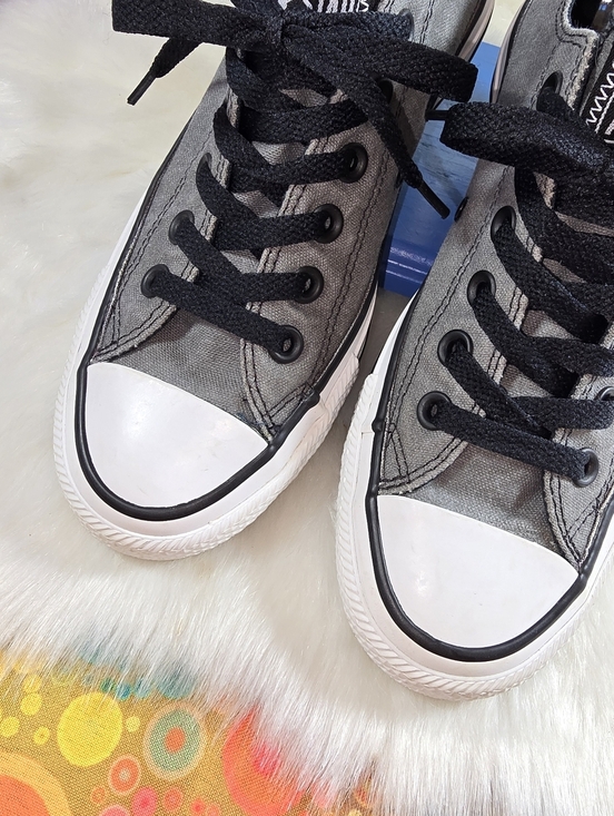 Converse Other - Converse Unisex Charcoal & White Canvas Low Top Sneakers with Black Accents